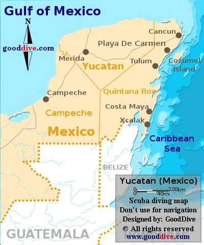 Yucatan map - GoodDive.com