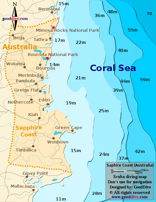 Sapphire Coast Map - Goodive.com