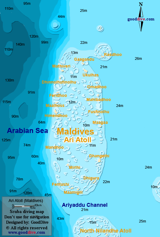 Map of Ari Atoll - GoodDive.com